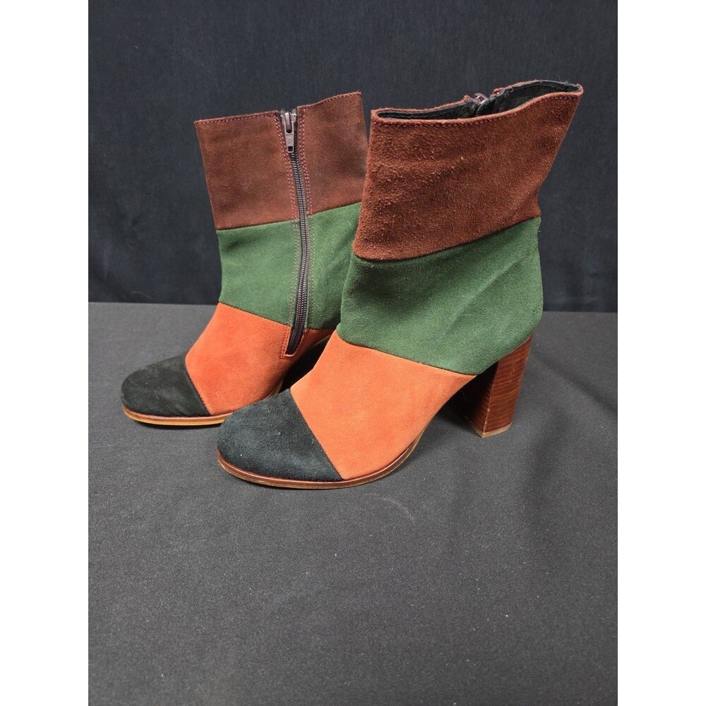 MUSSE & CLOUD Miracle SPAIN 7.5 / 38 Cue Patchwork Suede Zip Heel Ankle Boots